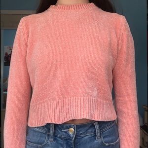 pink velvet sweater